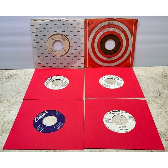 Faron Young 45 Record Lot of 6 Country Great Chicago Fire Snowball Hello Walls - Picture 1 of 7